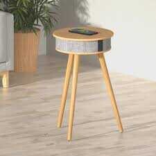 Barista Ayaklı Sehpa Bluetooth Hoparlör Açık Kahve Ahşap Kablosuz Tel Şarj Özellikli - Doppler