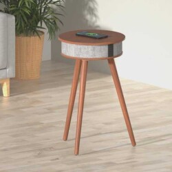Barista Ayaklı Sehpa Bluetooth Hoparlör Koyu Kahve Ahşap Kablosuz Tel Şarj Özellikli - Doppler