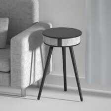 Barista Ayaklı Sehpa Bluetooth Hoparlör Siyah Ahşap Kablosuz Tel Şarj Özellikli - Doppler