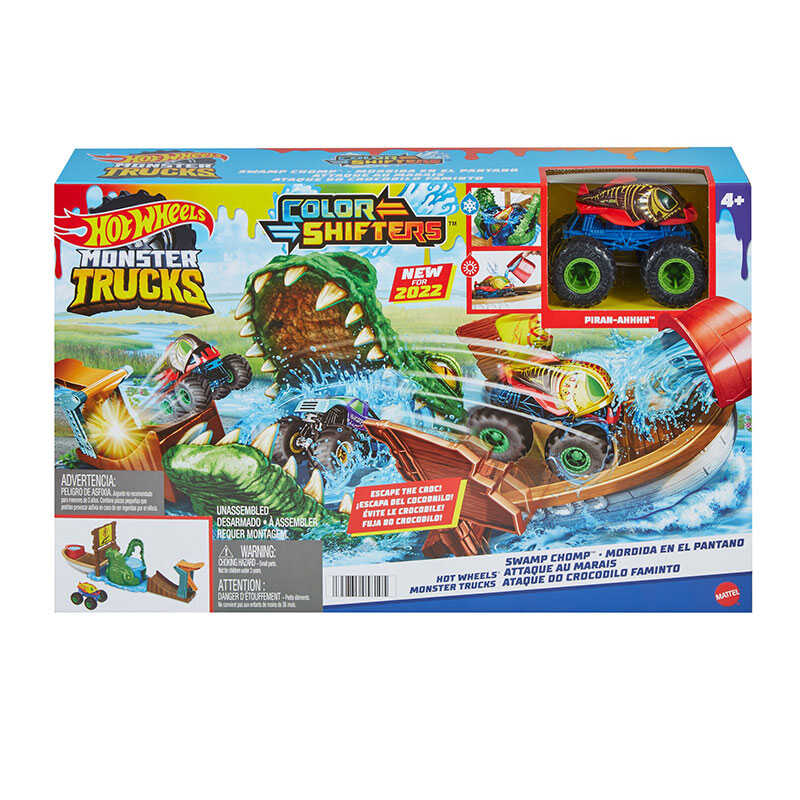 Hot Wheels Monster Trucks Renk Değiştiren Araçlar Timsahdan Kaçış Oyun Seti Hgv14